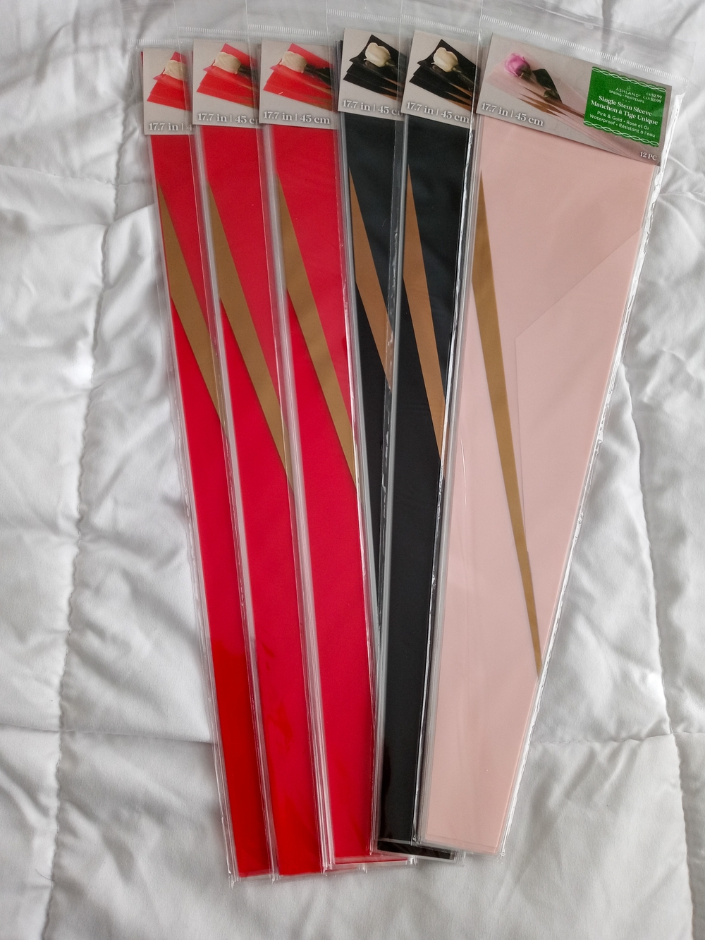 Ashland Floral Wraps - Red, Black & Blush with Gold Stripe